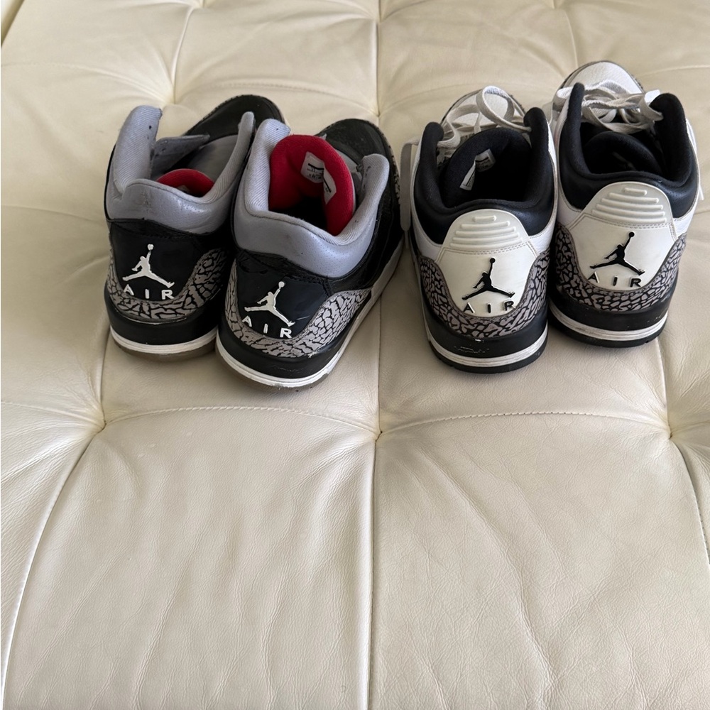 Mens air jordan 3 Black and White Sneakers 2 pairs need repair